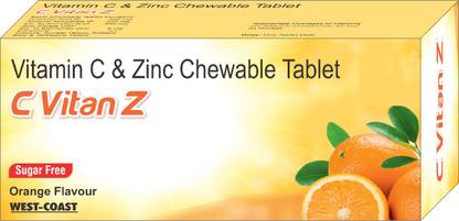 West Coast C-Vitan-Z Vitamin C & Zinc – 100 Chewable Orange Flavour Tablets