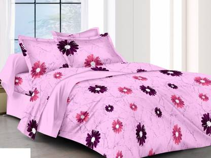 G Centric 220 TC Cotton King Printed Flat Bedsheet