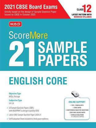 Scoremore 21 Sample Papers Cbse Boards ? Class 12 English Core