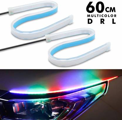X-speed Car Led Light Strip - Multi Color 2 Pcs 24 Inches Daytime Running Lights LED RGB Kit Waterproof - for Car Replacement Switchback Headlight Decorative Lamp Kits and Turn Signal Tube Lights Car Fancy Lights