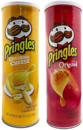 Pringles Potato Crisps, Cheddar Cheese Flavor 158 g + Original Flavor 158 g Chips