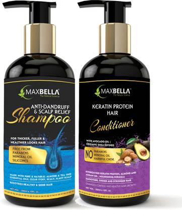 MaxBella Anti-Dandruff and Scalp Relief Hair Shampoo and Keratin Conditioner Combo (Shampoo + Conditioner)