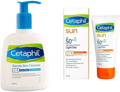 Cetaphil Skin Care Combo- Gentle Skin Cleanser + Sunscreen [Light Gel]