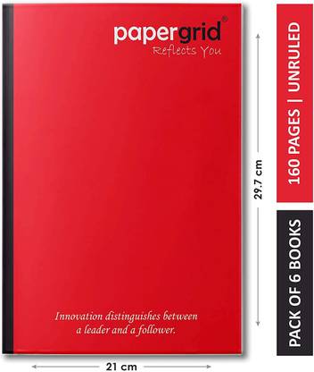 papergrid Unrule 160 pages pack Of 6 A4 Notebook Unrule 160 Pages