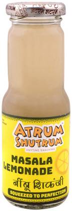 Atrum Shutrum Masala Lemonade | Refreshing and Flavourful Lemon Drink | Sweet and Tangy Fruit Beverage | Ready to Serve Desi Masala Nimbo Shikanji | Source of Vitamin C | 200 ml (Pack of 1)