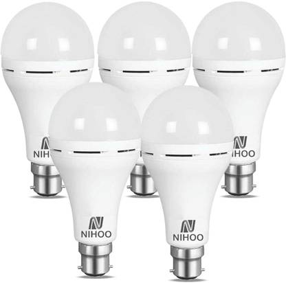 nihoo Rechargeable Emergency Inverter B22 Chargeable 4.5 Hours AC/DC Bulb Emergency Light (White) Pack 5 4.5 hrs Bulb Emergency Light