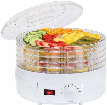 GETZET Electric Food Processor Dehydrator Machine with 5 Stackable Tray Food Dryer. (White) Electric Food Dehydrator