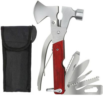Corslet Multi Tool with Axe Hammer Knife Saw Plier Screwdrivers Bottle Opener Multi Functional Hammer Hand Tool Kit Plier Knife Screwdriver Can Bottle Opener Wood Saw for Home Travel Camping Picnic Multifunction Tool Straight Speciality Hammer