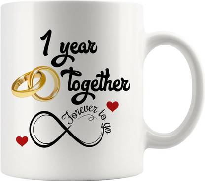 JAIPURART "First Wedding Anniversary Gift For Him And Her" "1st Year Relationship mug" "1Year Love Celebration" "Best Anniversary Gift" "1st Anniversary For Husband & Wife" 1st Year Complate In A True Relationship" Best Gift For A Ture Love Ceramic Coffee Mug