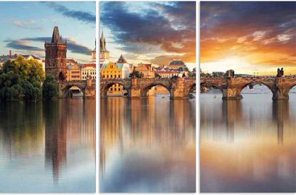 Artzfolio Charles Bridge in Prague, Czech Republic Split Art Painting Panel on Sunboard 42.1inch x 28inch (107cms x 71.1cms) Digital Reprint 28.5 inch x 42.6 inch Painting