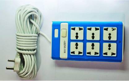 SHREEJIIH 6 Socket Switch Board Extension Cord with 1m Long Wire (Pack of 1 Multicolored) 6  Socket Extension Boards