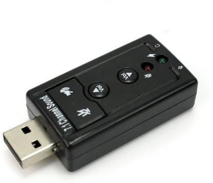 AlexVyan Original USB 2.0 External Virtual 7.1 Channel 12 MBPS 3D Audio Sound Card Mic adapter for Laptop PC (Plug and Play) Black-7.1-2 Sound Card