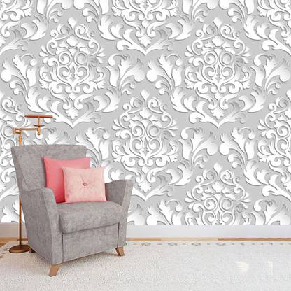 COLOR SOLUTION Vinyl Decorative Silver Wallpaper