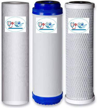 DOC RO 10" Set-Replacement Filters Reverse Osmosis (Ro) Set of 3 ( GAC + CTO + PP SPUN 10 IN ) Solid Filter Cartridge