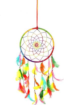 ILU Dream Catcher Car & Dream Catcher Circular Net Decoration Ornament Size 16 CM Diameter Decorative Showpiece  -  35 cm