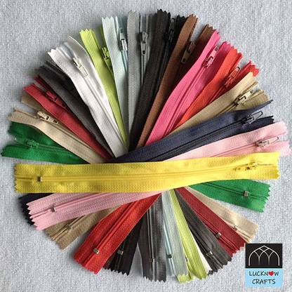 Lucknow Crafts Concealed Premium Nylon Zips for Pants, Garments, Palazzo, Dresses, Children Frocks, Gowns 16 inch/42 cm Multicolor Nylon Invisible Zipper