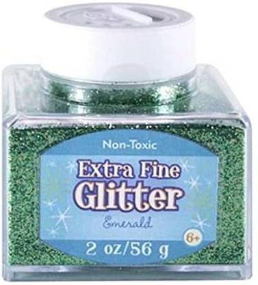 Sulyn Extra Fine Emerald Glitter Stacker Jar, 2 Ounces, Non-Toxic, Stackable And Reusable Jar, Multiple Slot Openings Fo