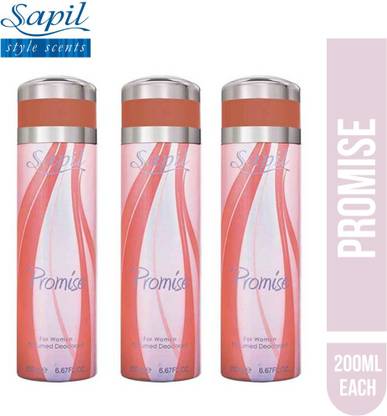 Sapil Promise Perfumed Deodorant For Women 200ml Each (Pack of 3) Perfume Body Spray  -  For Women