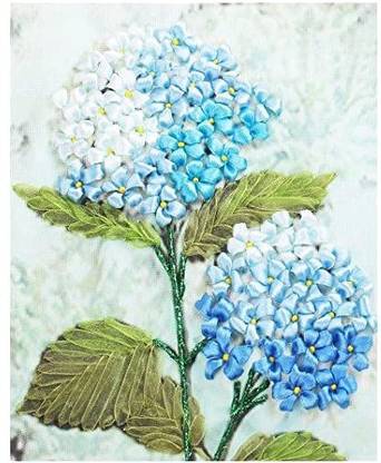 COZY HUT Ribbon Embroidery Kit Handmade Flower Design for Beginner DIY Wall Decor (No Frame)