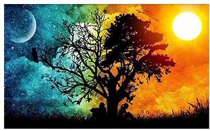 MXJSUA DIY 5D Diamond Painting by Number Kits Full Drill Rhinestone Pictures Arts Craft for Home Wall Decor,Evenmorn Isl