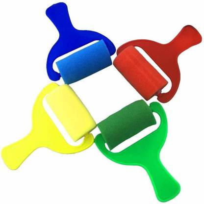 Blue jay 4Pcs Rollers Sponge Paint for Kids Painting Rolls Brushes Set Painters Artists Drawing Tool Painting Sponge Roller