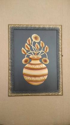 PURCHAZE24X7 Wooden Hand Carved Wall Painting With Side Texture For Home Decor Spray Paint 21 inch x 16 inch Painting
