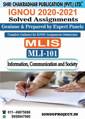 MLI 101 Information, Communication And Society MLIS Master Of Library And Information Sciences IGNOU SOLVED ASSIGNMENT