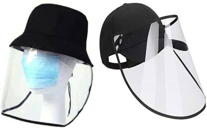 JMB HEALTH AND SAFETY Transparent Protective Cap Face Shield Combo Safety Cap