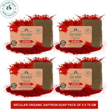 Secular Organic Saffron Soap With Olive Oils For Skin Whitening (Pack Of 4)