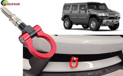 Selifaur H4K114 Full Aluminum Racing Multicolor Tow Towing Folding Hook Vehicle Trailer Ring Hummer H2 Front and Rear Mount Towing Hook