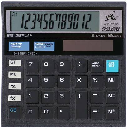 jito 12 Digits JT-512 Black (Box) Check & Correct Big Display 18 Months Warranty Basic  Calculator