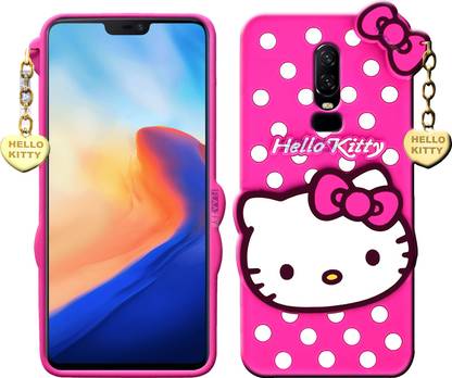 Flaaffy Back Cover for OnePlus 6 - Hello Kitty Case | 3D Cute Doll | Soft Girl Back Cover with Pendant