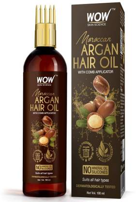 WOW SKIN SCIENCE Moroccan Argan - WITH COMB APPLICATOR - Cold Pressed- No Mineral & Silicones Hair Oil
