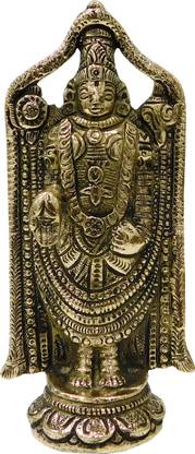 Om Shree Siddhi Vinayak Murti Bhandar Brass Tirupati Balaji Home Temple Pooja Tirupati Balaji Decorative Showpiece Tirupati Balaji Lord Tirupati Balaji God Idol Tirupati Balaji Decorative Showpiece  -  15 cm