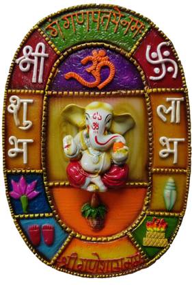 Megifting Shubh Labh Oval Design Lord Ganesha Vastu Good Luck Wall Hanging SML Decorative Showpiece  -  22.86 cm