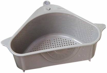 venturejass Sink Strainer Basket Triangular Sink Drain Shelf Storage Rack with Suction Cup Colander