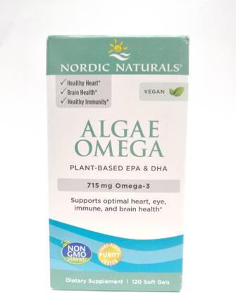Nordic Naturals Algae Omega Plant Based EPA & DHA 715 mg Omega-3 120 Soft Gels