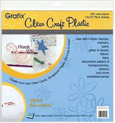 Grafix Craft Plastic Sheets 12"X12" 4/Pkg-Clear .007