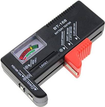Robotbanao Battery Tester for AA/AAA/C/D/9-volt Rectangular and Button Cell Batteries (Black) Analog Battery Tester Analog Battery Tester