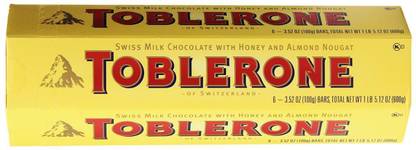 Toblerone Swiss Milk Chocolate With Honey & Almond Nougat [6 x 100 Grams] Bars