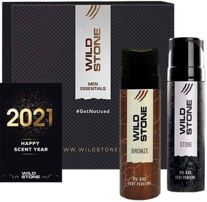 Wild stone New Year Gift Hamper with Brone and Stone Perfume Body Spray, 120ml each कॉम्बो सेट