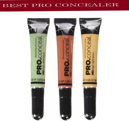 Katti Del Coco pro concealer corrector makeup to conceal hide dark spot acne birth marks liquid pro concealer tube with brush concealer orange corrector concealer,yellow corrector concealer, green corrector concealer corrector 3 shades pack high coverage high definition concealer Concealer (Orange,Green,Yellow, 24 ml) Concealer