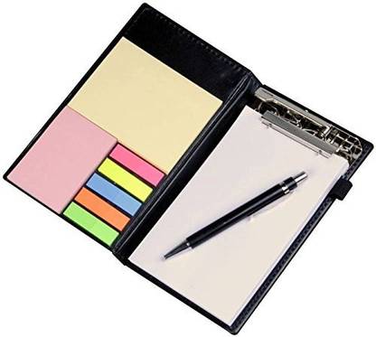 COI NEW WHITE Note Pad/Memo Book with Sticky Notes & Clip Holder with Pen for Gifting Pocket-size Memo Pad UNRULED 50 Pages