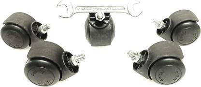 RAJCHEIF Twin Caster (Black Galaxy) Wheel for Office revolving Chair|Stool Wheel ABS Material Assurance Set-of 5 Wheels Available in {threadded, pin & Threaded with Key} (Threaded Wheel with Key) Appliance Furniture Caster