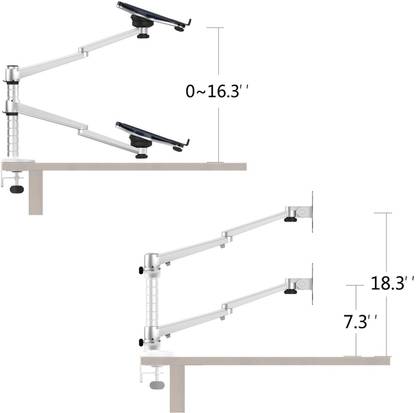 Viozon Adjustable 2-in-1 Dual Arms Computer Monitor and Laptop Holder Stand, Fits 10 to 15 inch Laptops, up to 25 Inch Computer Monitors, VESA Compatible of 75x75mm, 100x100mm Desk Mount Monitor Arm