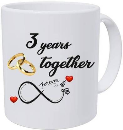 JAIPURART "Third Wedding Anniversary Gift For Him And Her" "3rd Year Relationship mug" "3 Year Love Celebration" "Best Anniversary Gift" "3rd Anniversary For Husband & Wife" 3rd Year Complete In A True Relationship" Best Gift For A True Love Ceramic Coffee Mug