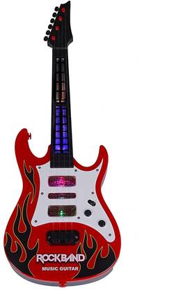 CTC CREATION Exclusive Rock Band Music Electric Guitar 4 Strings With Light For Kids (Multicolor)