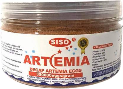 SISO Decap Artemia Eggs, 350000eggs/gram, 200G | for Fish Fry (Opening) Small Fish Bait Professional High Protein, Balance Nutrition, Magical First Bite 0.2 kg Dry Adult Fish Food
