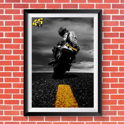 Valentino Rossi Poster With Frame Moto GP Wall Art For Home Décor Fine Art Print