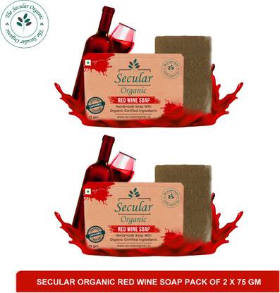 Secular Red Wine Soap with olive oils - Permanent skin whitening soap(pack of 2)